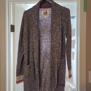 Roots Gray and Red Hooded Cardigan